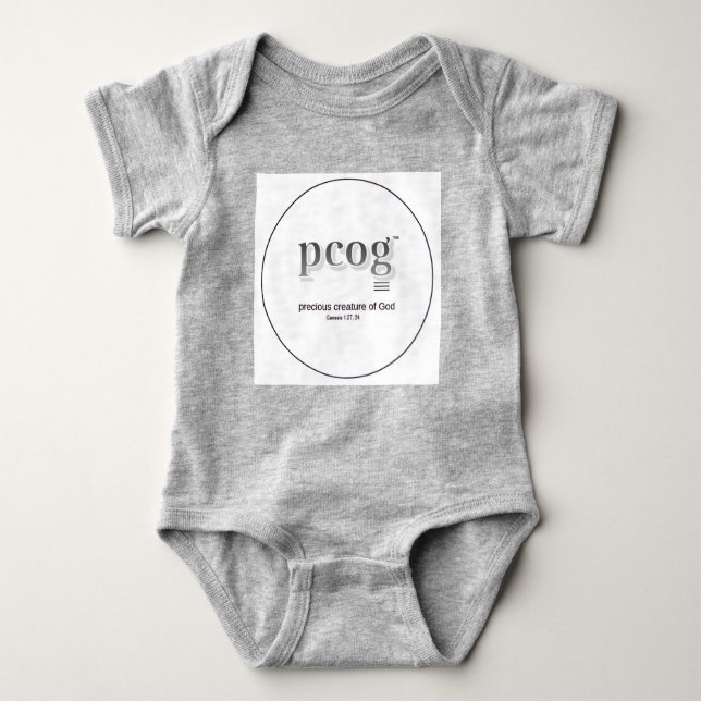 Baby bodysuit "PCOG" with scripture & heart (Front)