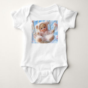 Baby Bodysuit T-shirt. 3D illustration of a pink