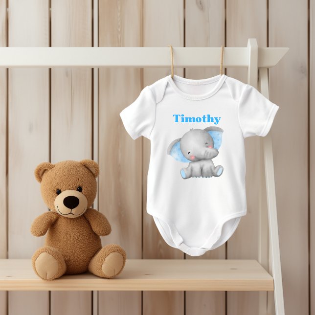 Baby Bodysuit with Cute Elephant (Cute baby elephant design on baby bodysuit)