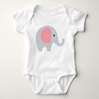 Baby Bodysuit with Grey Elephant and pink ears