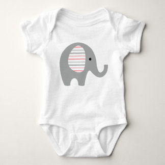 Baby Bodysuit with Grey Elephant/ pink lined ears