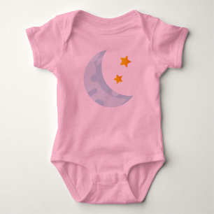 Baby Bodysuit with Moon and Stars Print