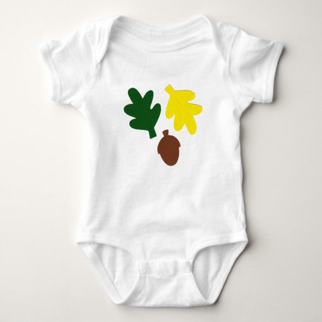 Baby Bodysuit with Oak Leaves and Acorn. (Front)