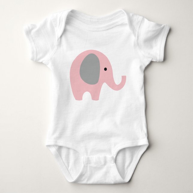 Baby Bodysuit with Pink Elephant and grey ears (Front)