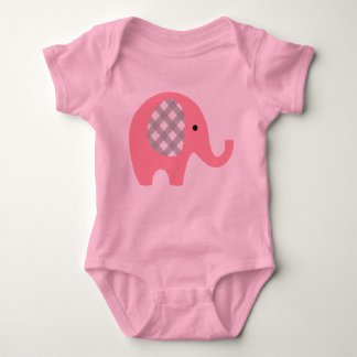 Baby Bodysuit with Pink Elephant/grey gingham ears