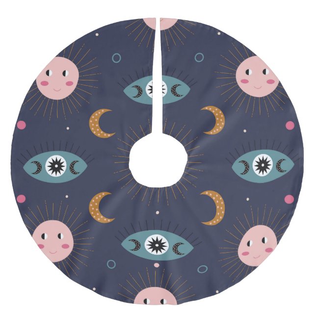 Baby boho, hippie chic pattern. brushed polyester tree skirt (Front)
