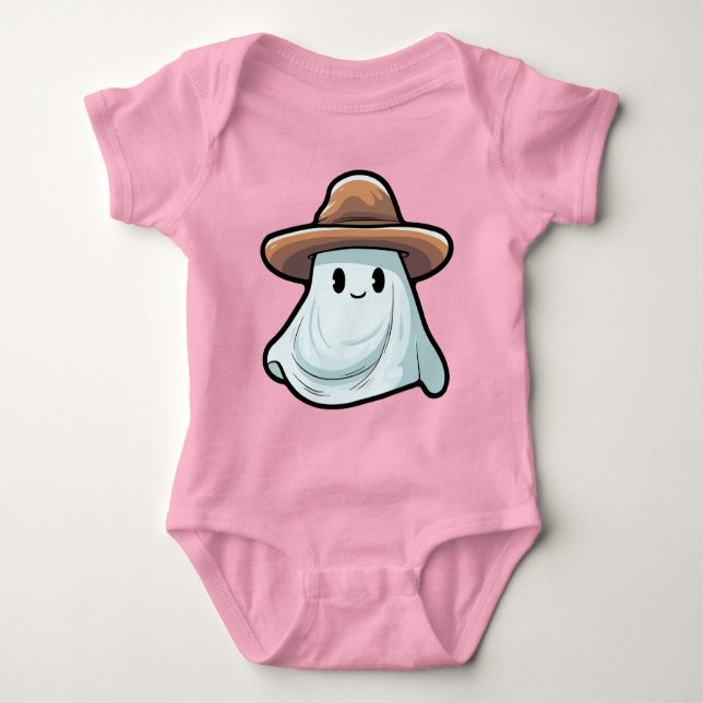 Baby Boo Cowboy Ghost Halloween Collection Baby Bodysuit (Front)