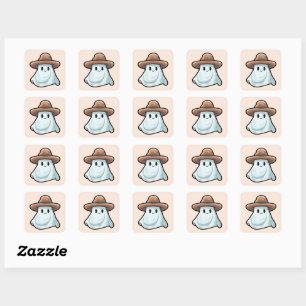 Baby Boo Cowboy Ghost Halloween Collection Square Sticker