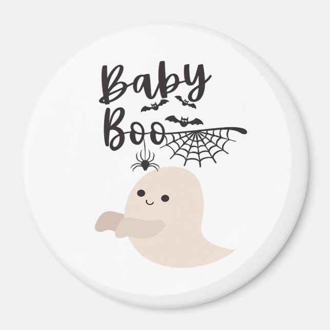 Baby Boo Cute Halloween Print Vintage Style Magnet (Front)