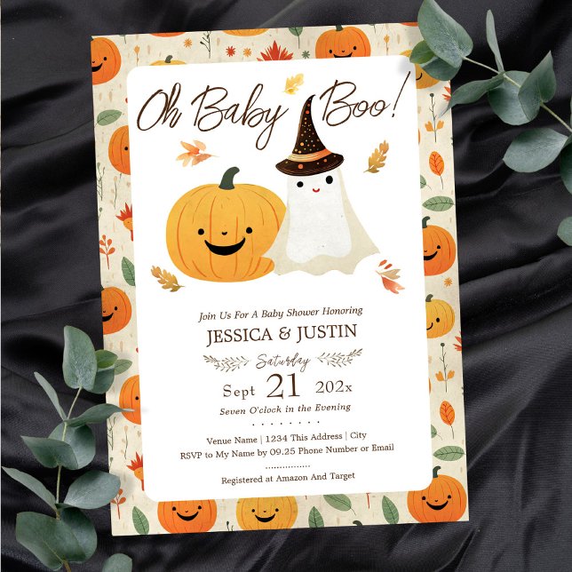 Baby Boo Fall Halloween Baby Shower Invitation (Creator Uploaded)