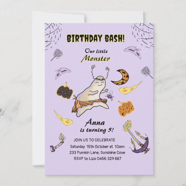 Baby boo ghost  invitation (Front)