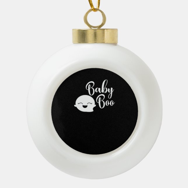 Baby Boo Halloween  Ceramic Ball Christmas Ornament (Front)