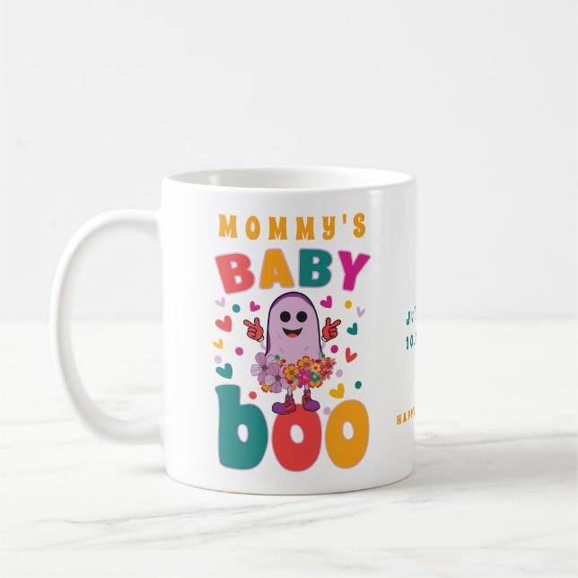 Baby Boo October Newborn Pastel Ghost Hallowen Coffee Mug (Left)