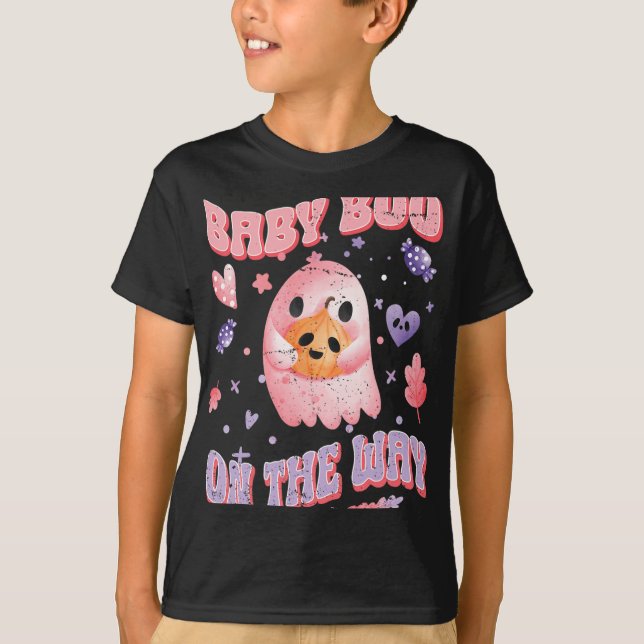 Baby Boo On The Way Halloween Pregnancy Announceme T-Shirt (Front)