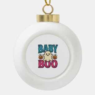 Baby Boo Vintage Halloween Ghost Shirt Design_1 Ceramic Ball Christmas Ornament