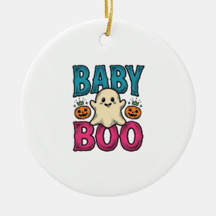 Baby Boo Vintage Halloween Ghost Shirt Design_1 Ceramic Ornament