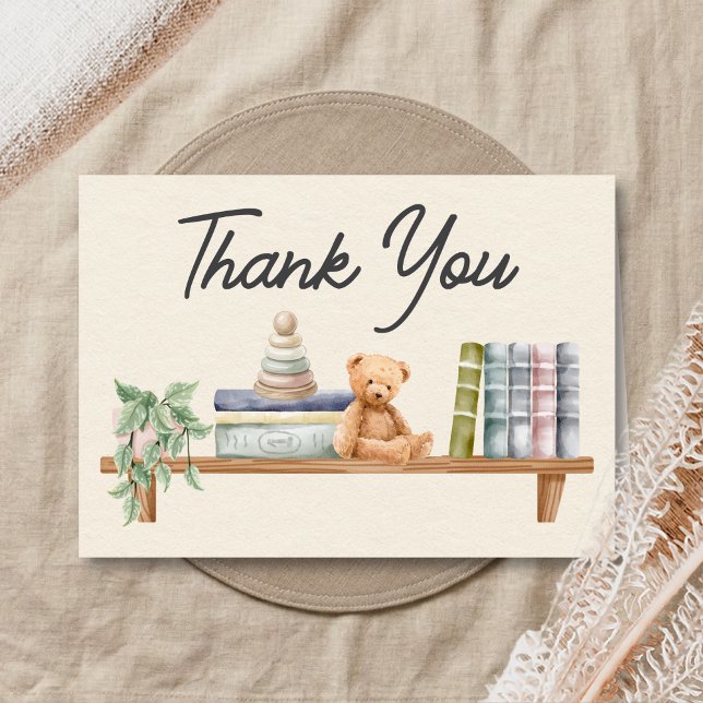 Baby Books and Brunch Neutral Baby Shower Thank You Card (Books and Brunch Baby Shower Thank You Card)