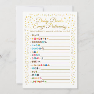 Baby Books Emoji Pictionary Game Gold Baby Shower