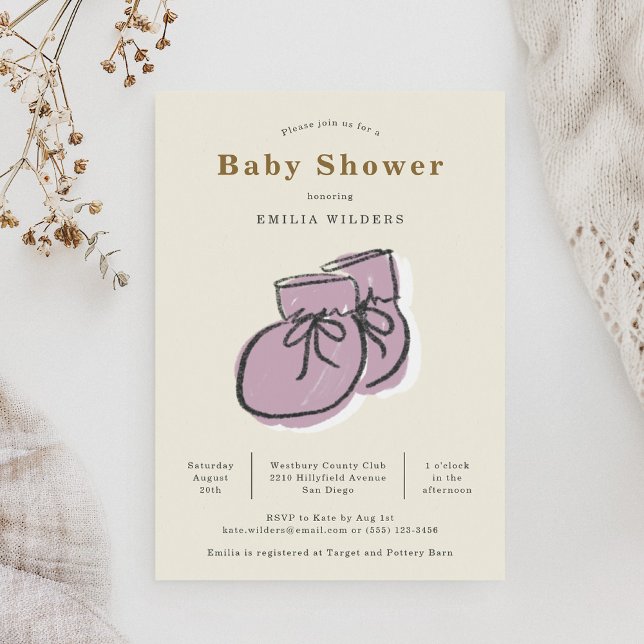 Baby Booties Newborn Illustration Baby Shower Invitation (Baby Booties Newborn Illustration Baby Shower Invitation)