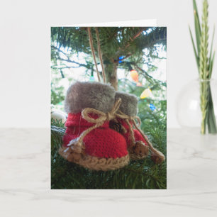 Baby Boots Ornament Holiday Card