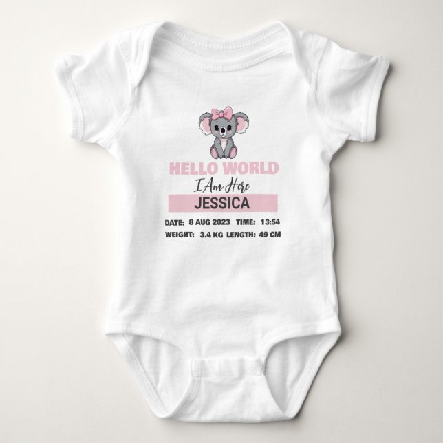 Baby Born Details Pink Koala Bodysuit (Front)