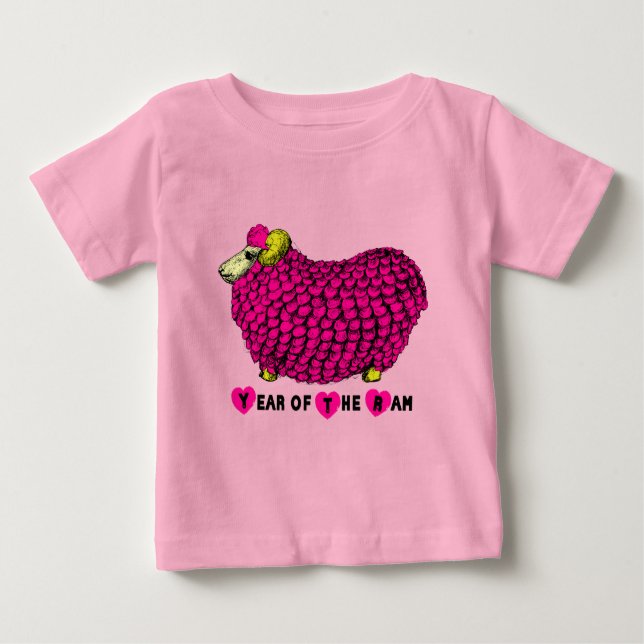 Baby Born in Ram Goat Year Pink Bodysuit (Front)