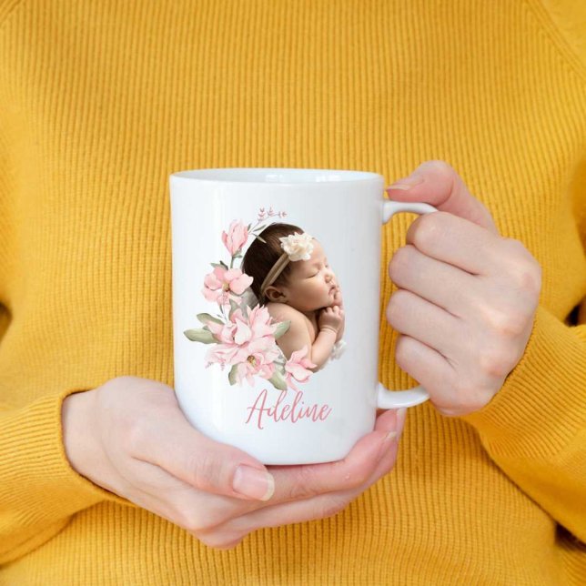 Baby born Photo Collage New Modern Mug  (Creator Uploaded)