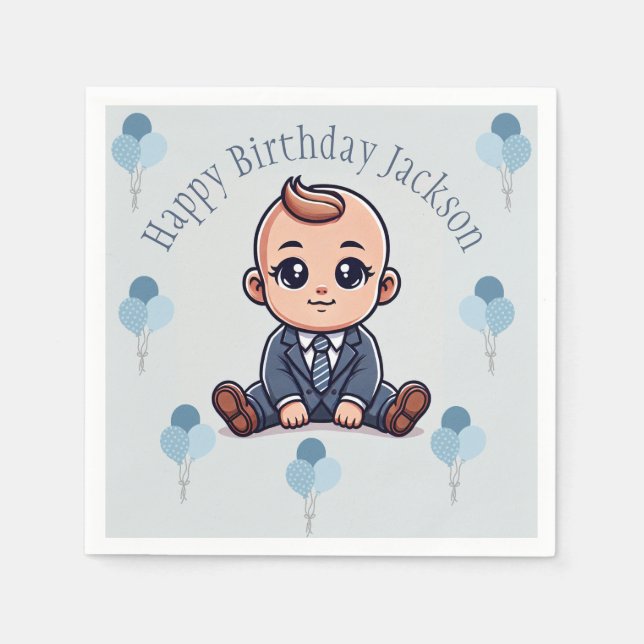 Baby Boss Birthday Party Paper Napkins (Front)