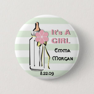 Baby Bottle- Girl Button