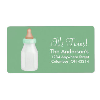 Baby Bottle Green Return Address Labels