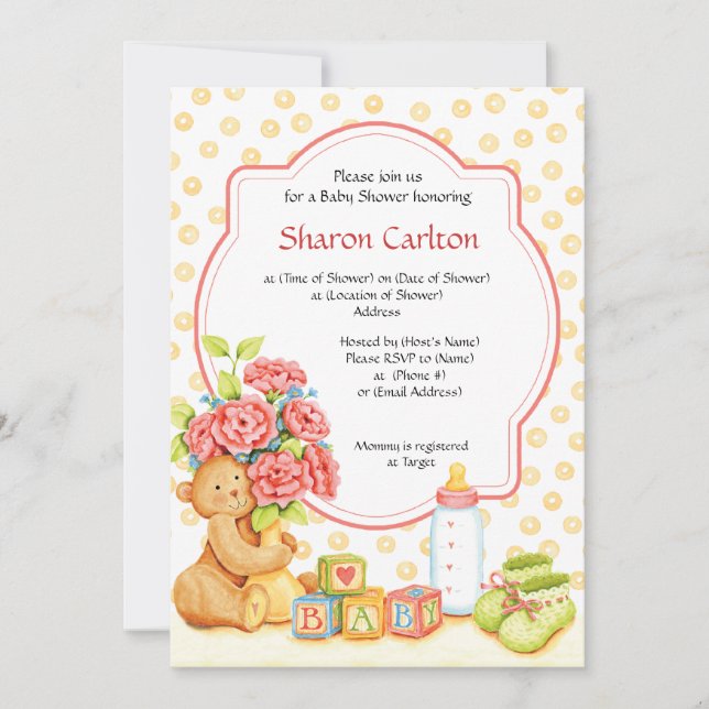 Baby Bouquet Shower Invitation Square (Front)