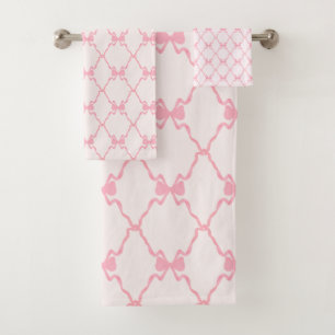 Baby Bow Trellis Pink Bella Ribbon Bath Towel Set