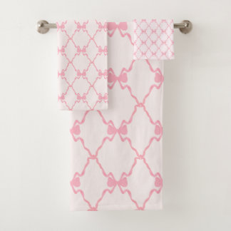 Baby Bow Trellis Pink Bella Ribbon Bath Towel Set