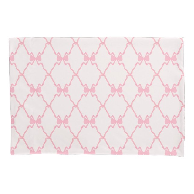 Baby Bow Trellis Pink Bella Ribbon Pillowcase (Front)
