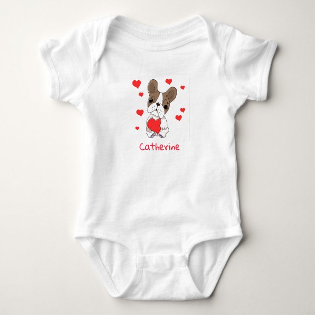 Baby Boxer With Red Hearts Baby Bodysuit (Front)