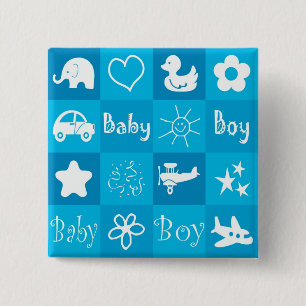 Baby boy 15 cm square badge
