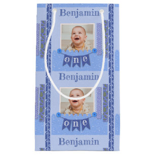 Baby Boy 1st Birthday Blue Scrapbook Small Gift Ba Bag