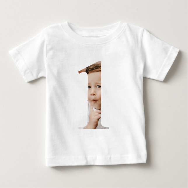 Baby Boy 1st Birthday Custom Photo T-Shirt (Front)