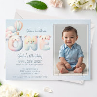 Baby boy 1st birthday teddybear air balloon photo