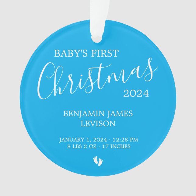 Baby Boy 1st Christmas Acrylic Ornament w/Photo  (Front)