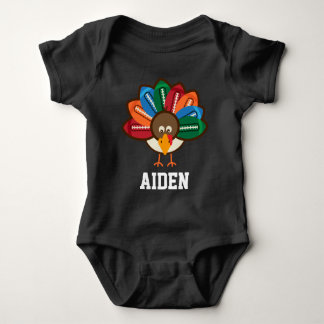 Baby Boy 1st Thanksgiving Football Turkey bodysuit