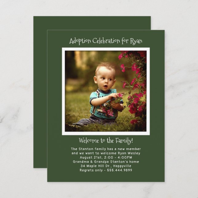 Baby Boy Adoption Party Photo Invitation Template (Front/Back)