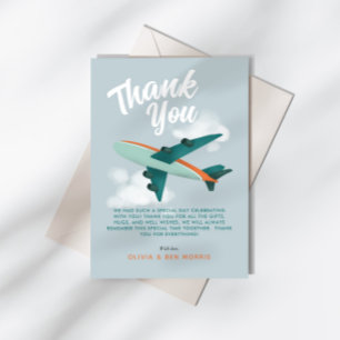 Baby Boy Aeroplane Travel Baby Shower Thank You Card