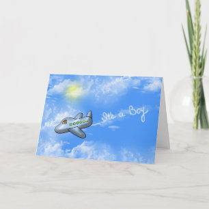 Baby Boy Aeroplane with Bear Card