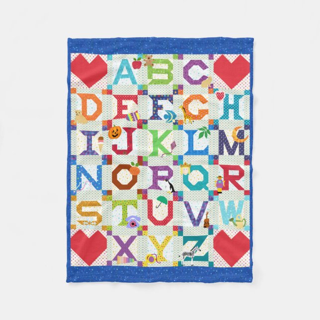 Baby Boy Alphabet Quilt Design Fleece Blanket (Front)