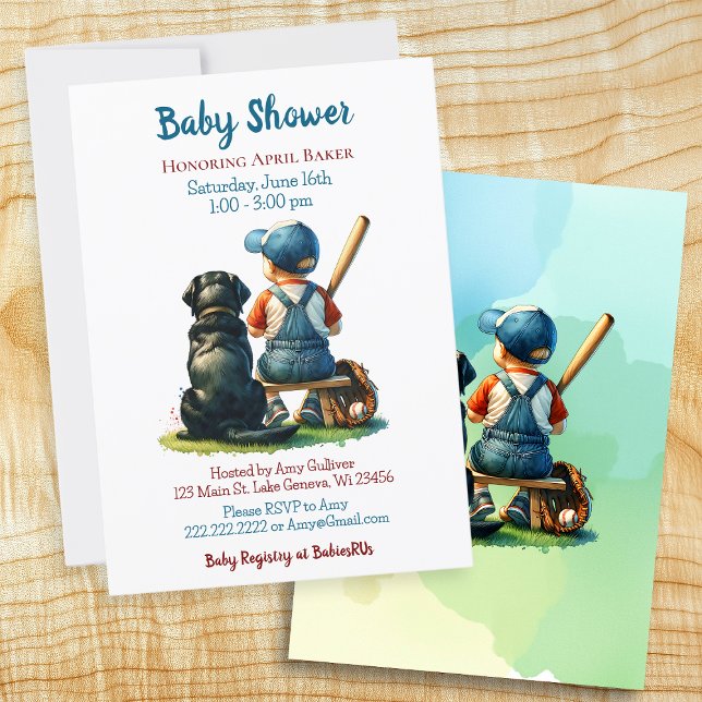 Baby Boy and Dog | Sweet Personalised Baby Shower Invitation (Creator Uploaded)