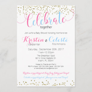 Baby Boy and Girl Combined Baby Shower Invitation