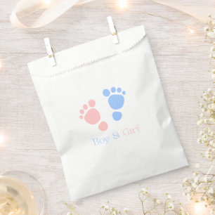 Baby Boy and Girl Footprints Twins Baby Shower Favour Bag