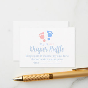 Baby Boy and Girl Footprints Twins Diaper Raffle Enclosure Card