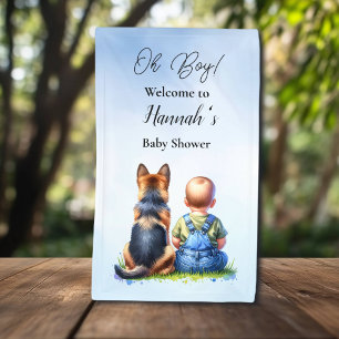 Baby Boy and His German Shepherd Puppy Baby Shower Banner